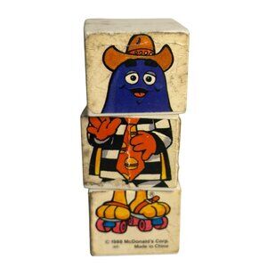 Vintage 1988 McDonald’s Grimace Puzzle Cube – Happy Meal “Under 3” Toy 4.25"